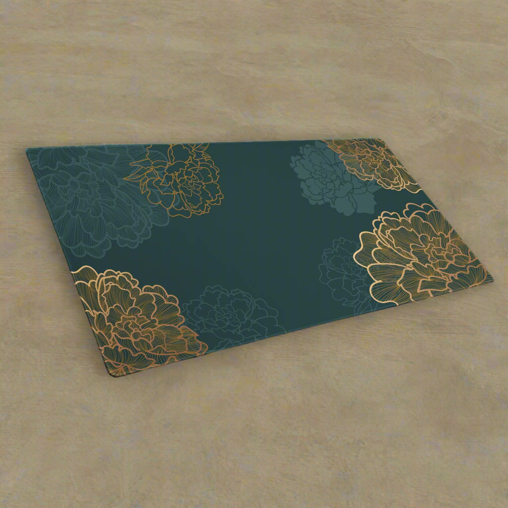 Gold & Teal Floral XL Desk Mat