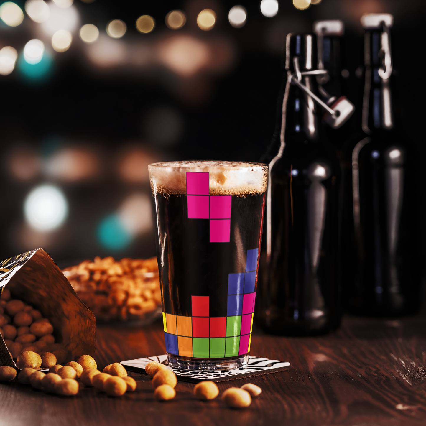 Retro Gaming Blocks 16oz Pint Glass