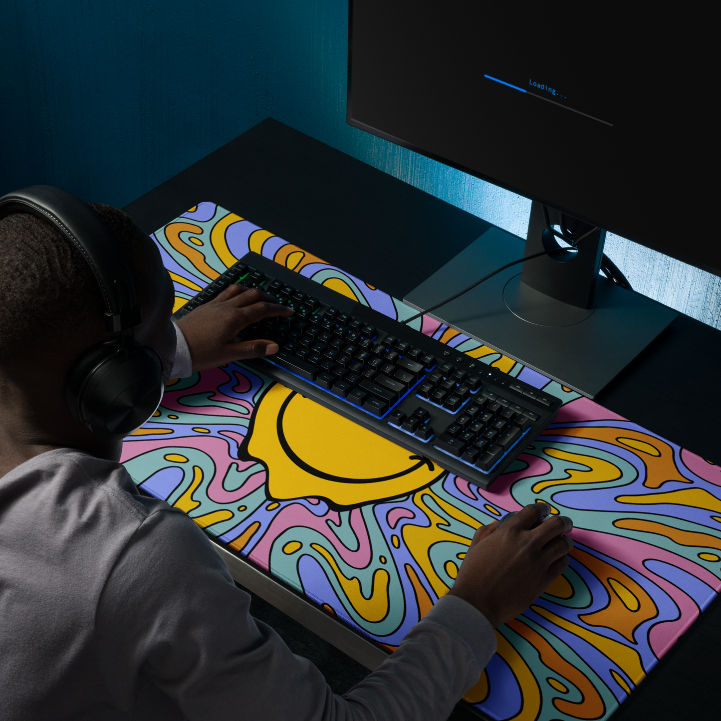 Colorful Smiley XL Desk Mat