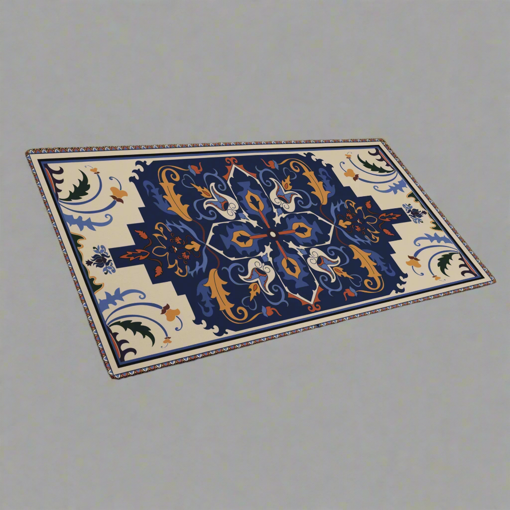 Light Blue & Yellow Rug XL Desk Mat