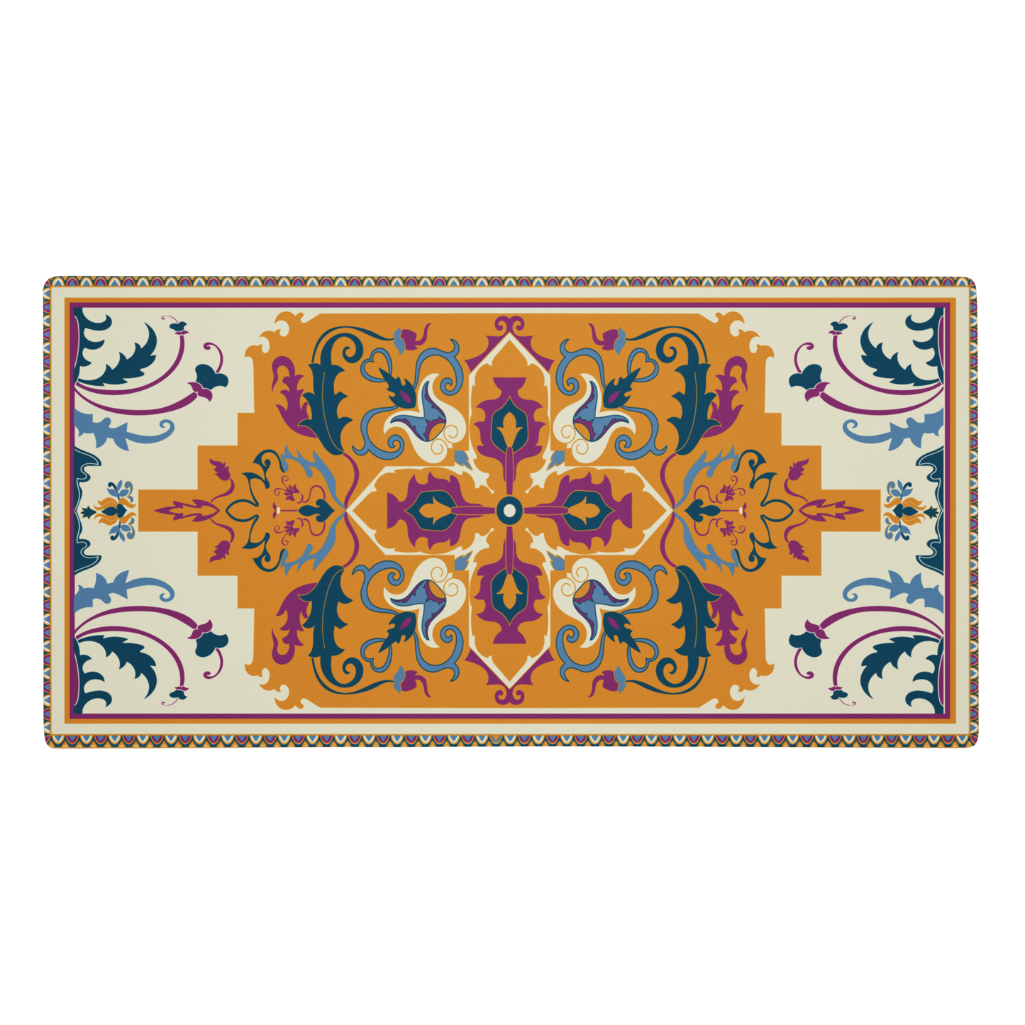 Light Yellow & Pink Rug XL Desk Mat