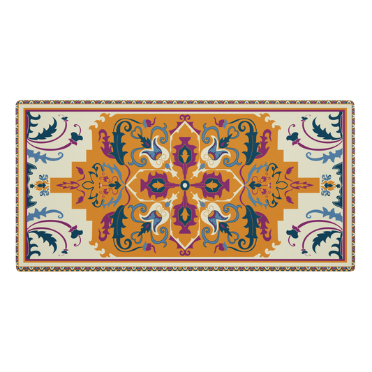 Light Yellow & Pink Rug XL Desk Mat