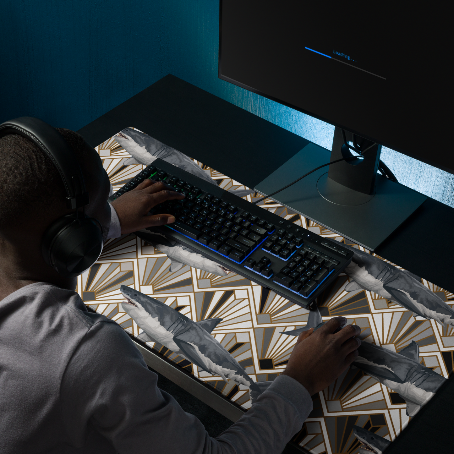 Shark Pattern XL Desk Mat