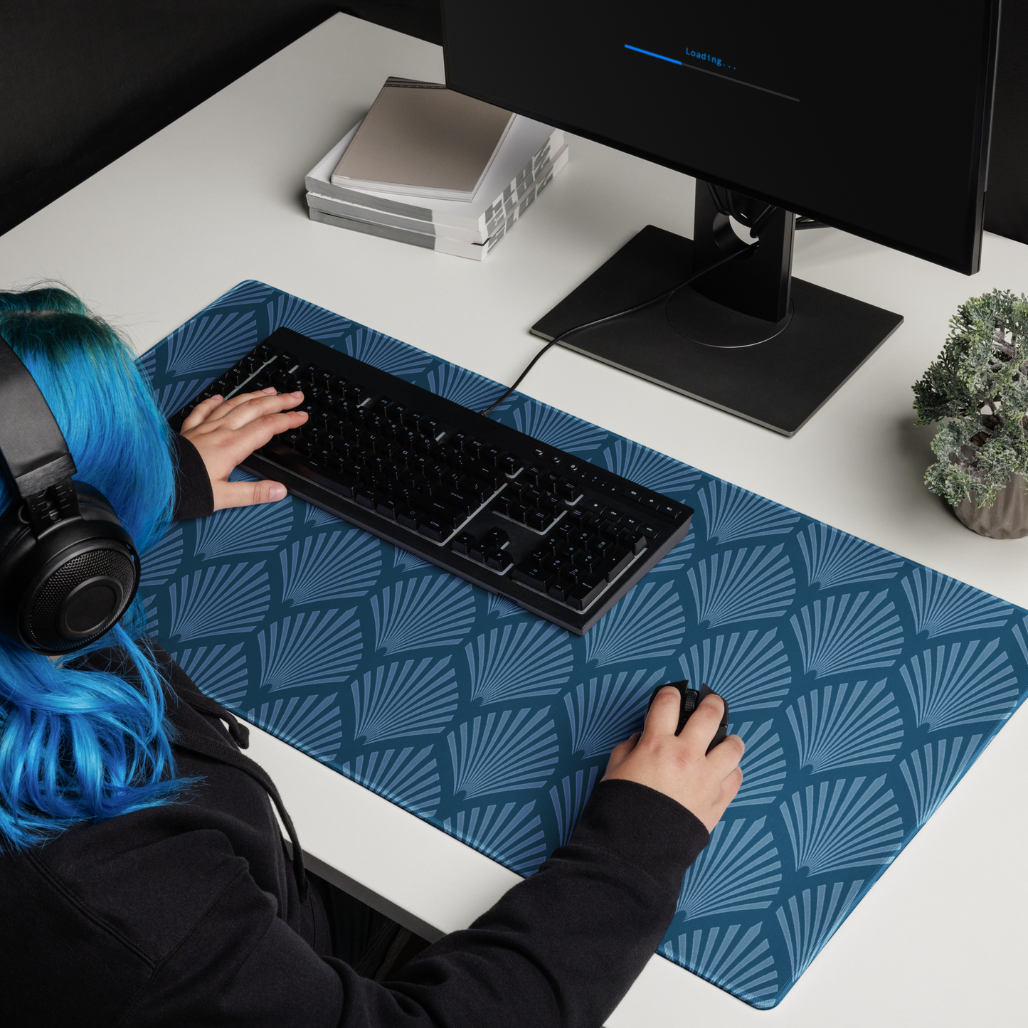 Classic Blue Pattern XL Desk Mat