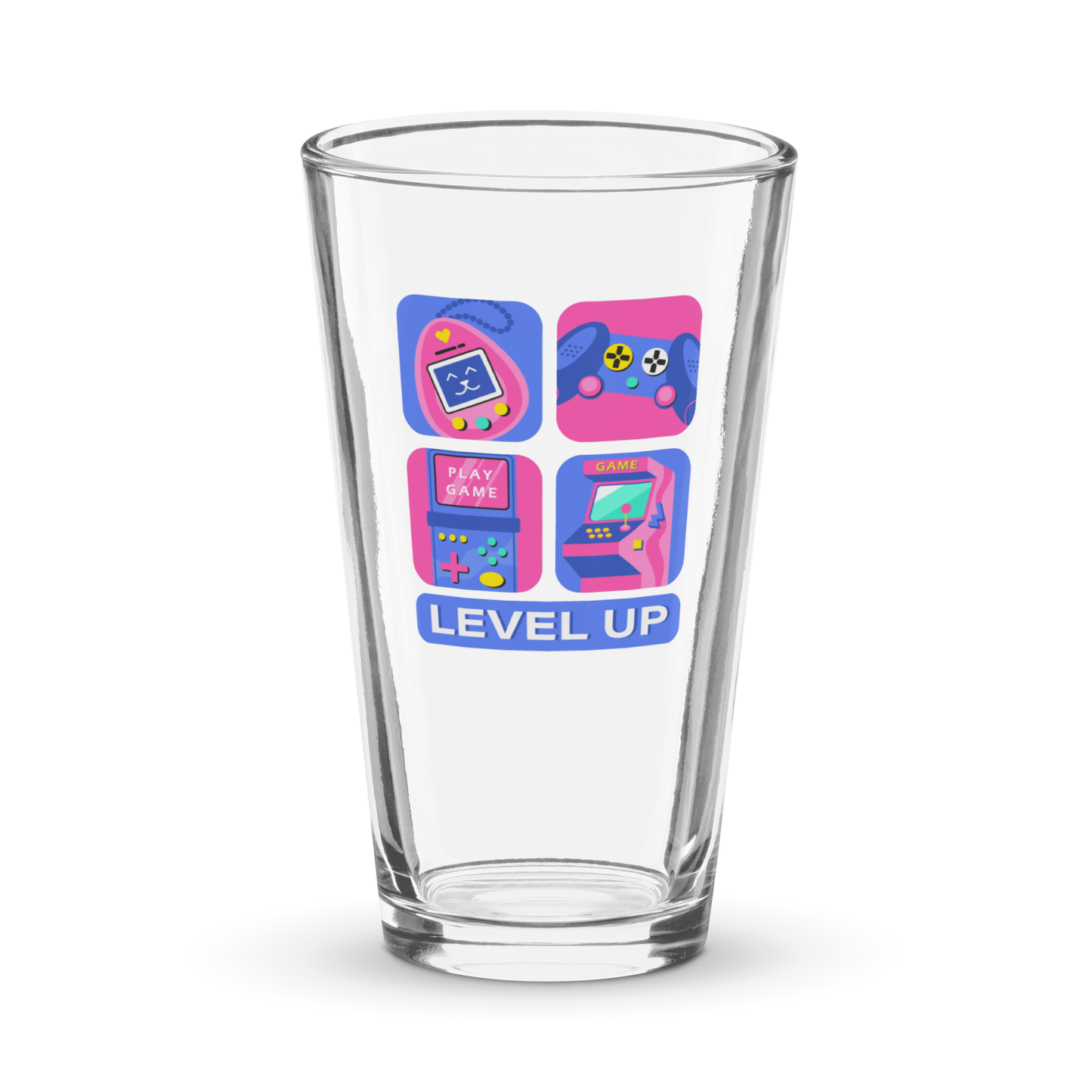 Retro Pink & Blue Gamer 16oz Pint Glass