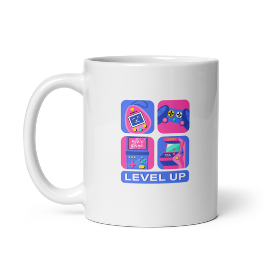 Retro Pink & Blue Gamer Coffee Mug